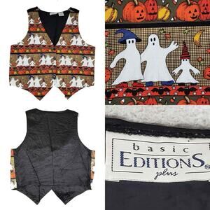 Basic Editions Vest Vintage Women’s Plus Size 16 XL Ghost Halloween Fall